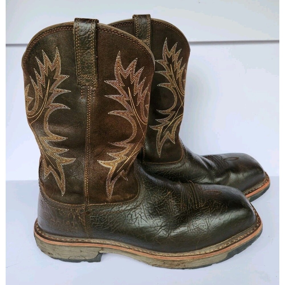 Ariat Work Hog Boots Mens 12 D Composite Square Toe Waterproof Brown